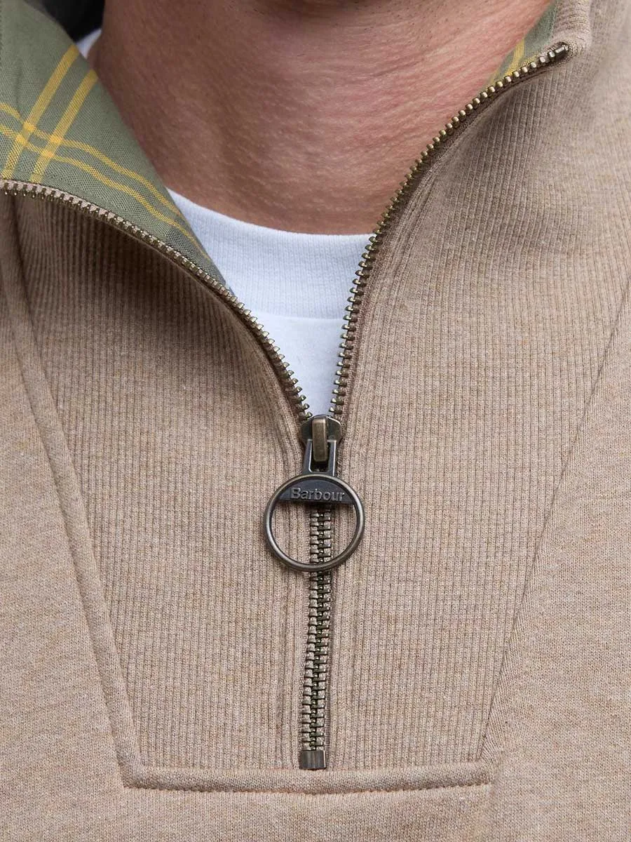 BARBOUR Nelson Essential Half Zip Jumper - Mens - Stone Marl