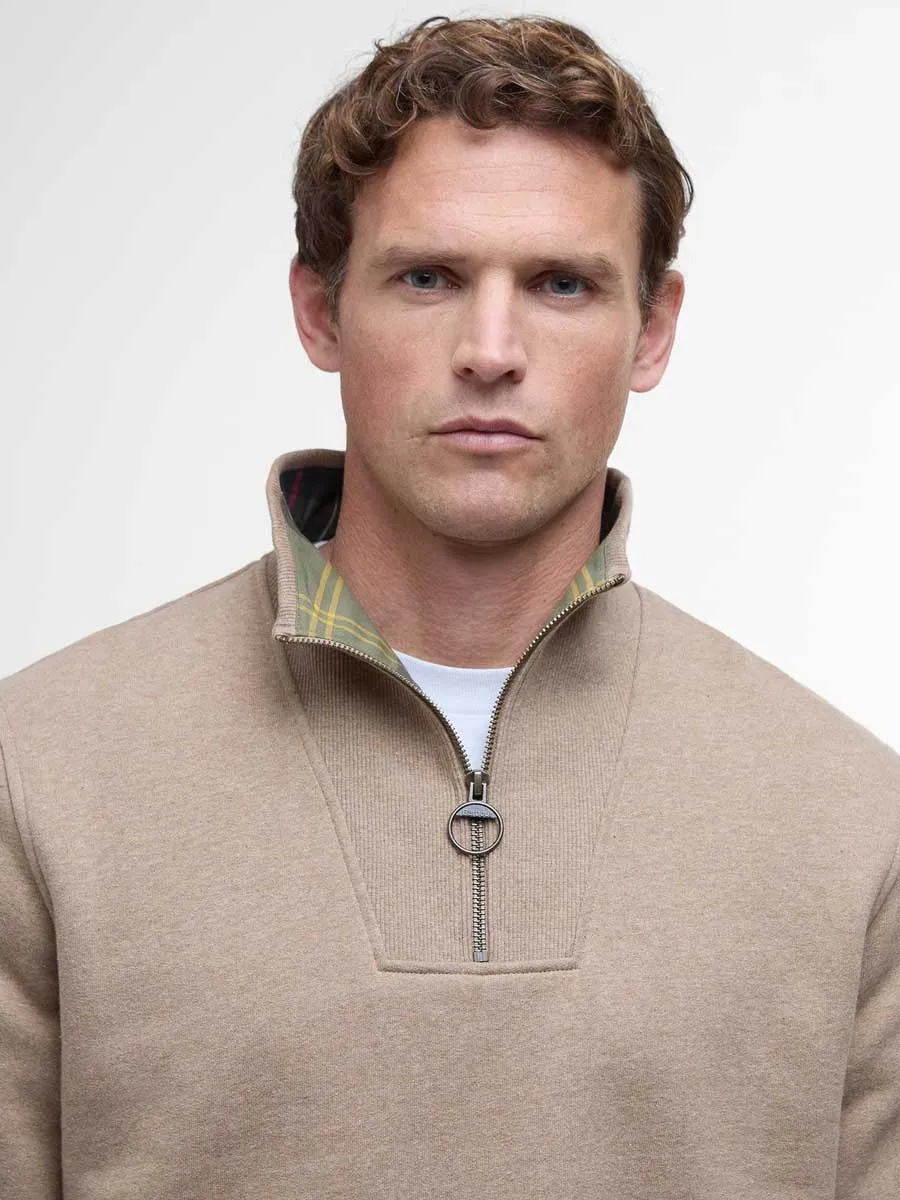BARBOUR Nelson Essential Half Zip Jumper - Mens - Stone Marl