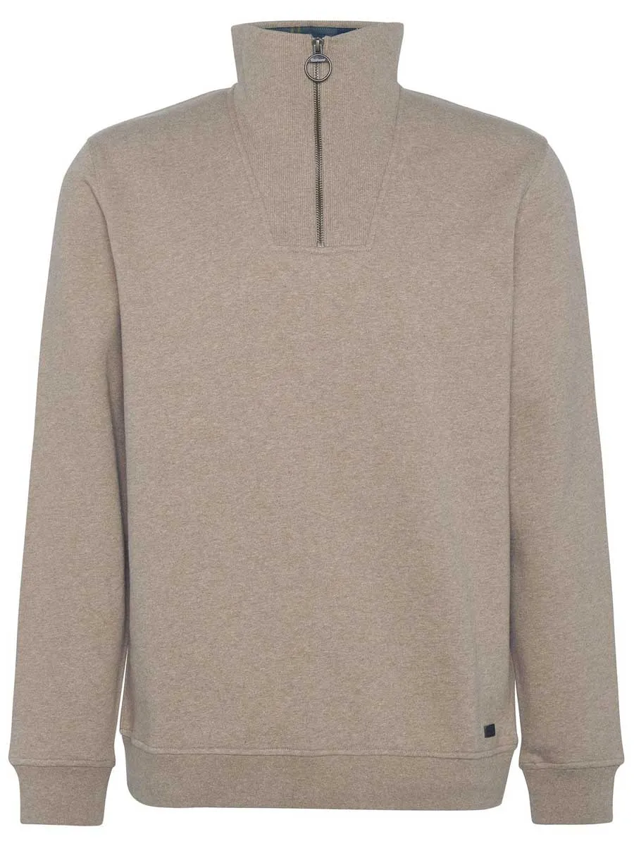 BARBOUR Nelson Essential Half Zip Jumper - Mens - Stone Marl