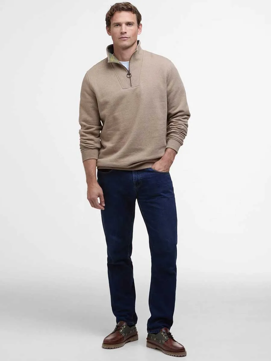 BARBOUR Nelson Essential Half Zip Jumper - Mens - Stone Marl