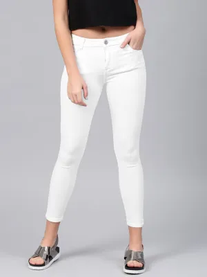 Basics By Tokyo Talkies Women White Super Skinny Fit Mid-Rise Clean Look Jeans