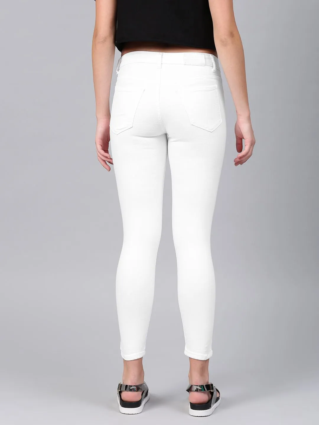 Basics By Tokyo Talkies Women White Super Skinny Fit Mid-Rise Clean Look Jeans