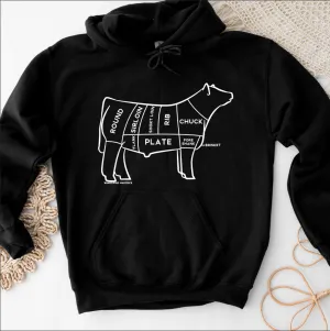 Beef Cuts WHITE INK Hoodie (S-3XL) Unisex - Multiple Colors!