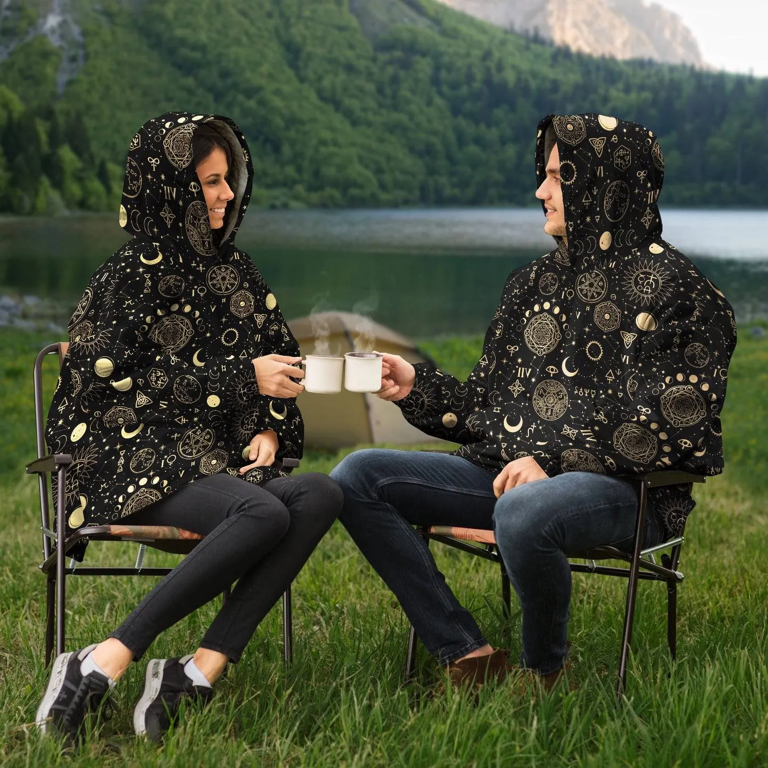 Black And Sand Celestial | Wearable Blanket Hoodie