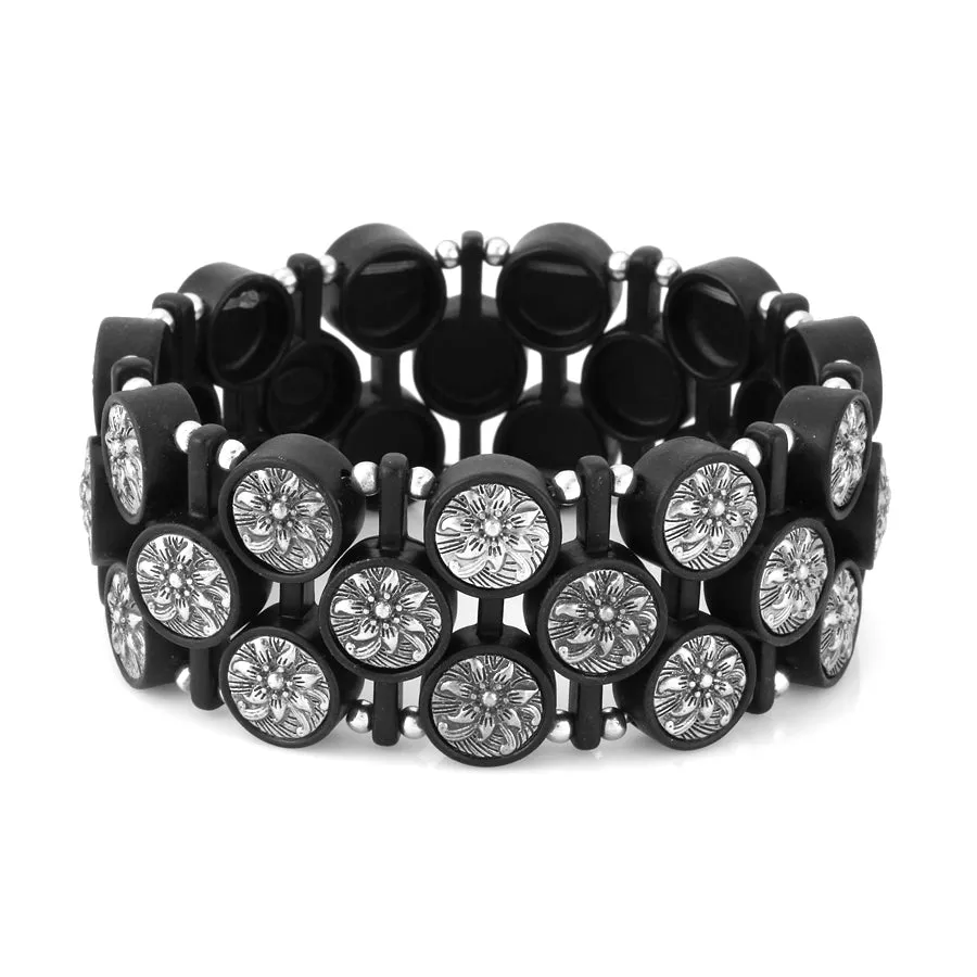 BLACK AND SILVER STRETCH BRACELETS #275SV2301 (7C3/6D1)