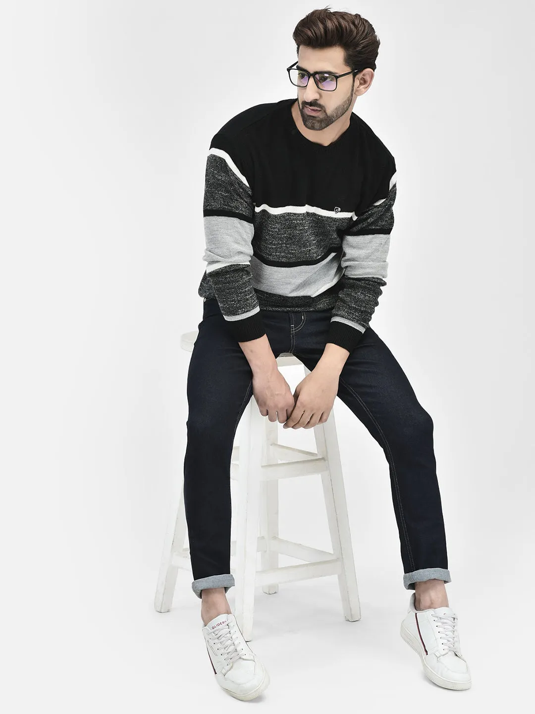 Black Colourblocked Sweaters