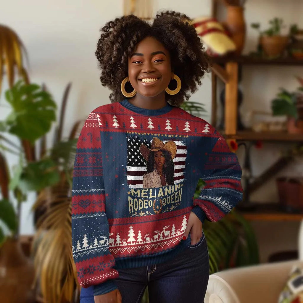 Black Cowgirl Ugly Christmas Sweater Melanin Rodeo Queen TS09
