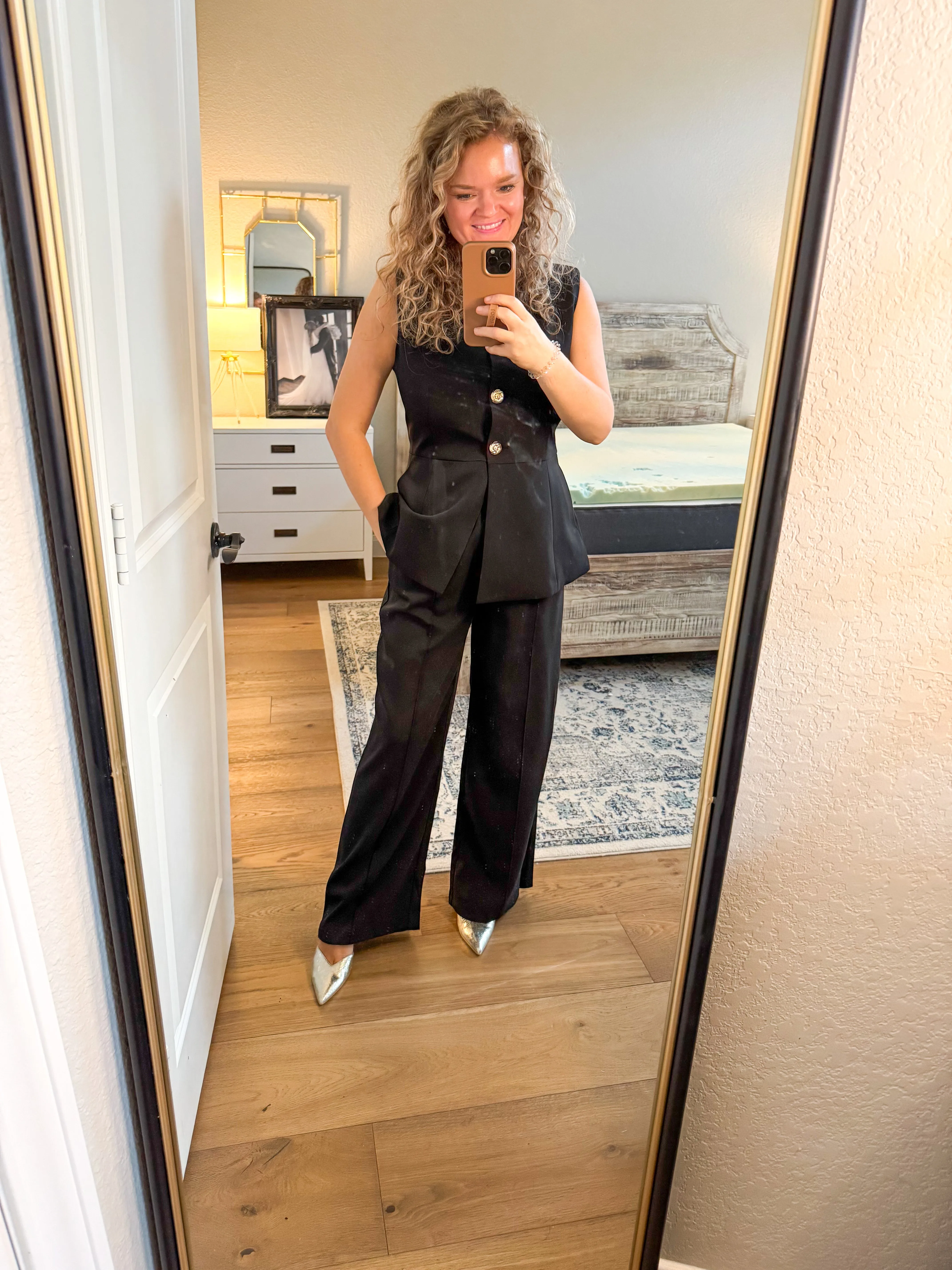 Black Gold Button Vest