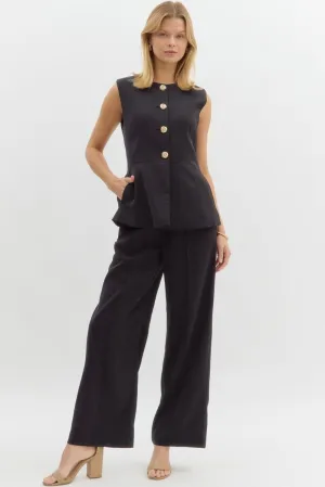 Black Gold Button Vest