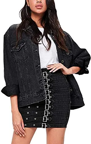Black Oversized Denim Jacket for Women