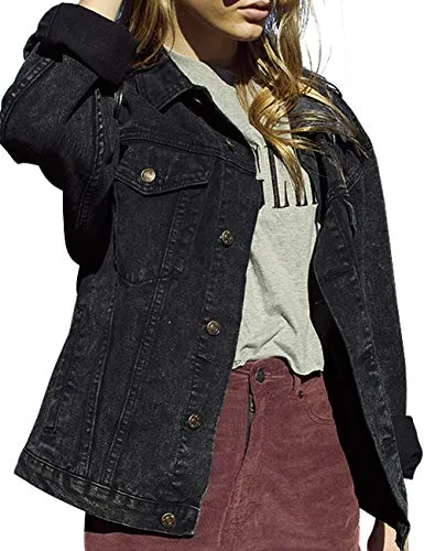 Black Oversized Denim Jacket for Women