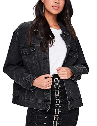 Black Oversized Denim Jacket for Women