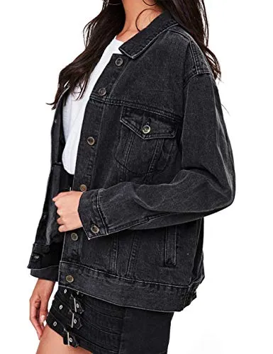 Black Oversized Denim Jacket for Women