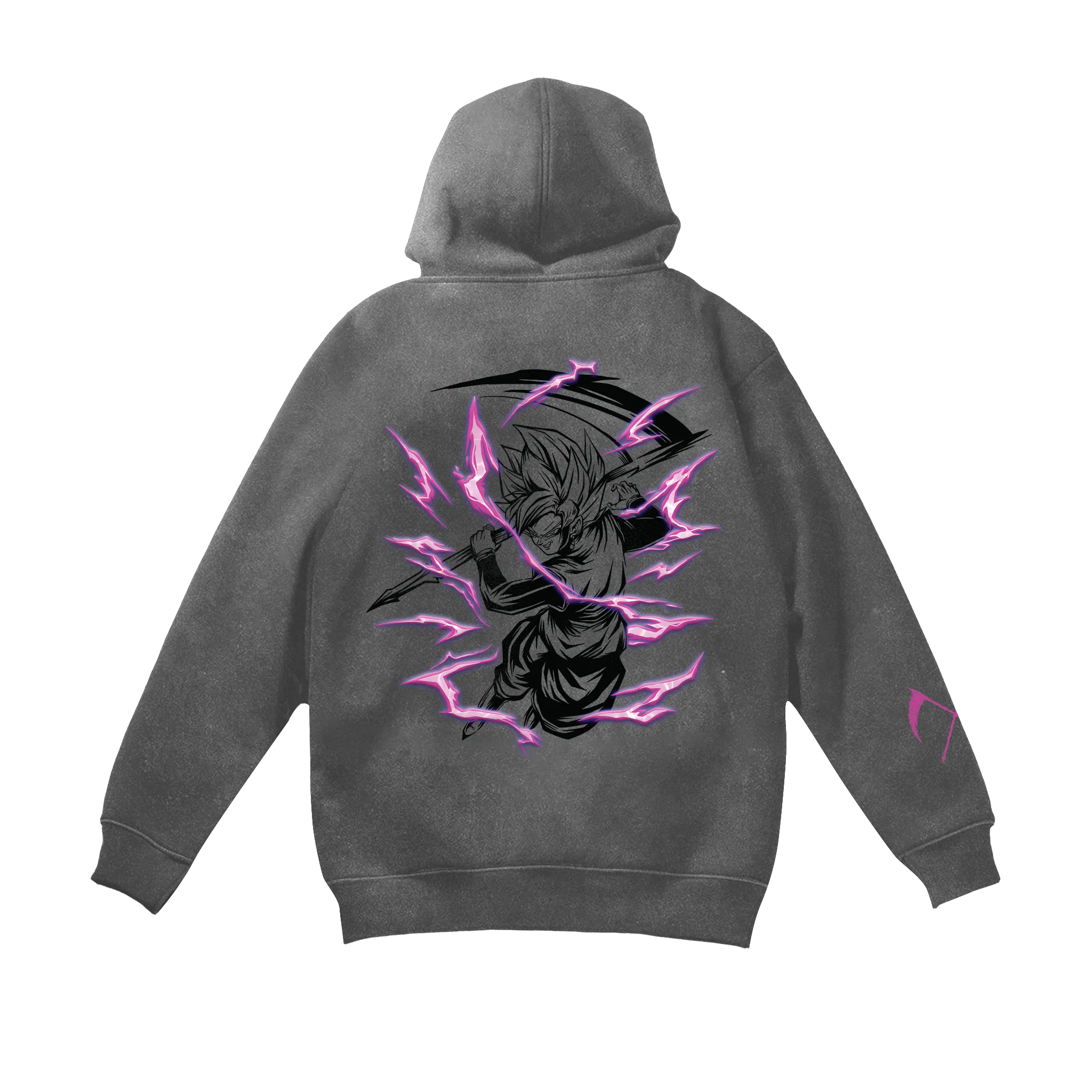 Black Warrior Hoodie - Acid Wash Grey