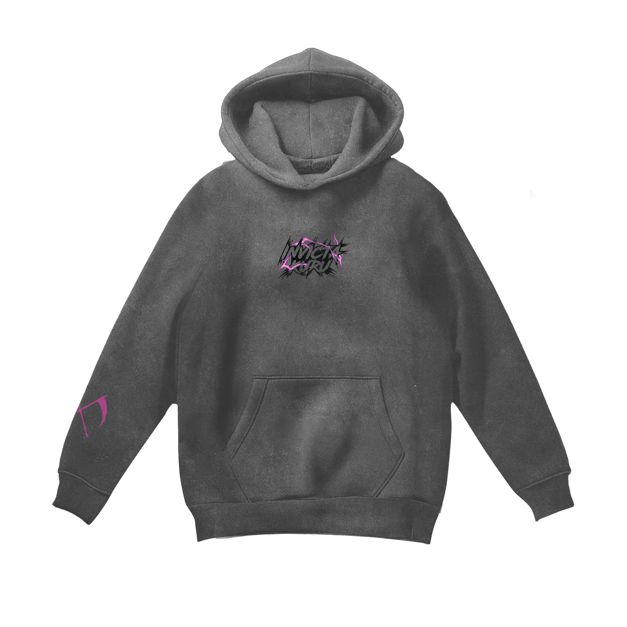 Black Warrior Hoodie - Acid Wash Grey