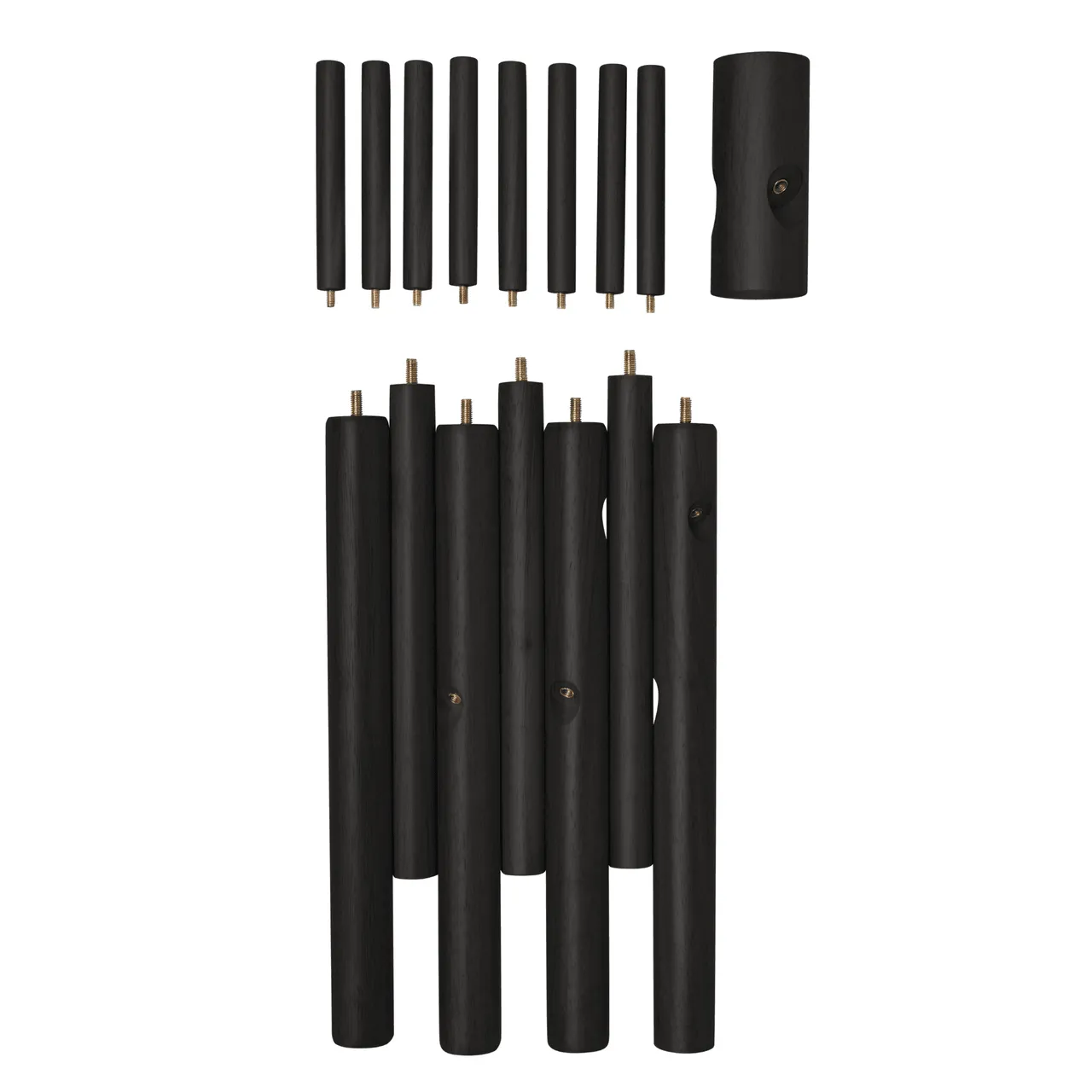 Black Wood Coat Rack Stand, 8 Hooks - Solid Oak - Easy Installation