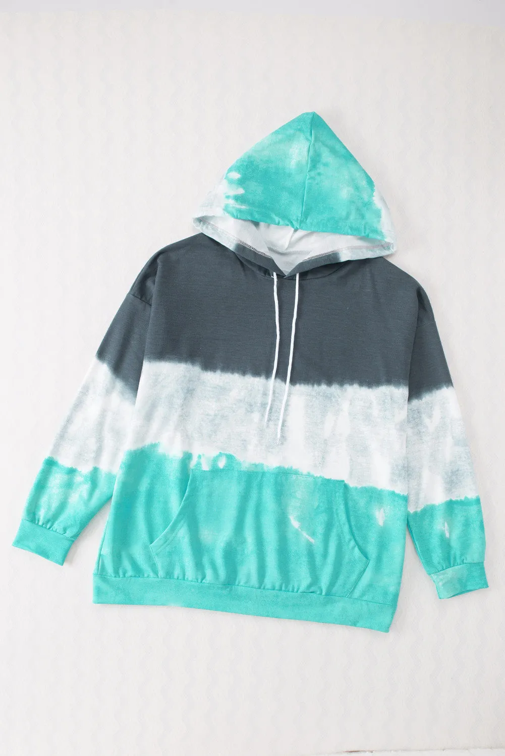 Blue Gradient Colorblock Pullover Plus Size Hoodie