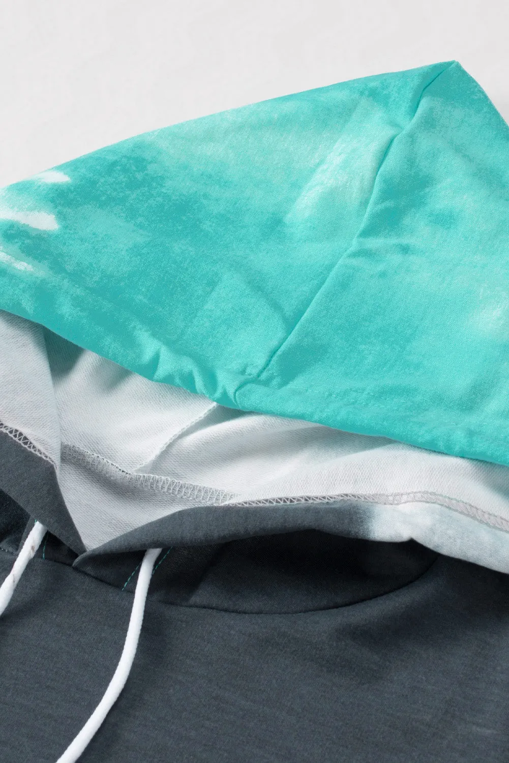 Blue Gradient Colorblock Pullover Plus Size Hoodie