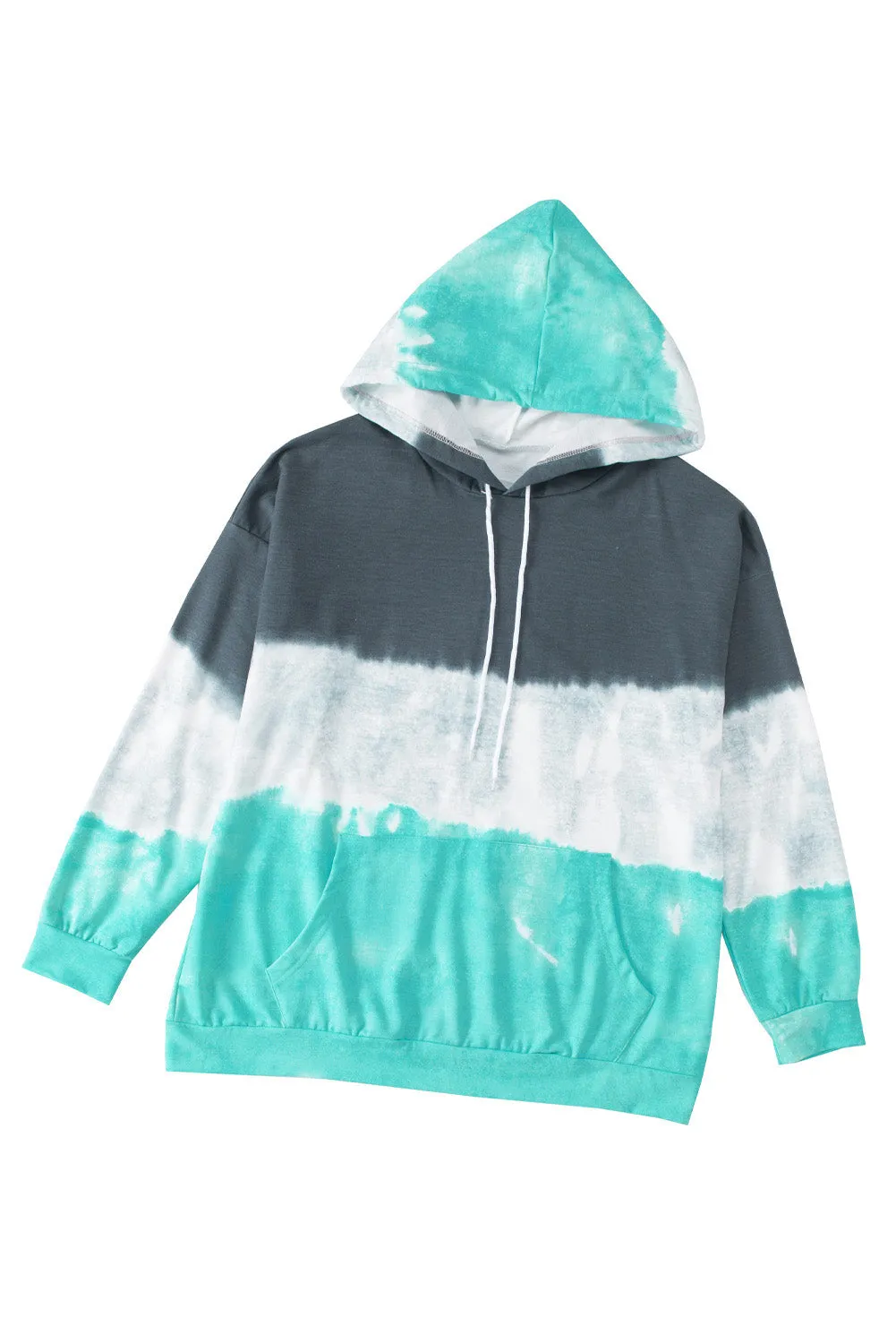 Blue Gradient Colorblock Pullover Plus Size Hoodie