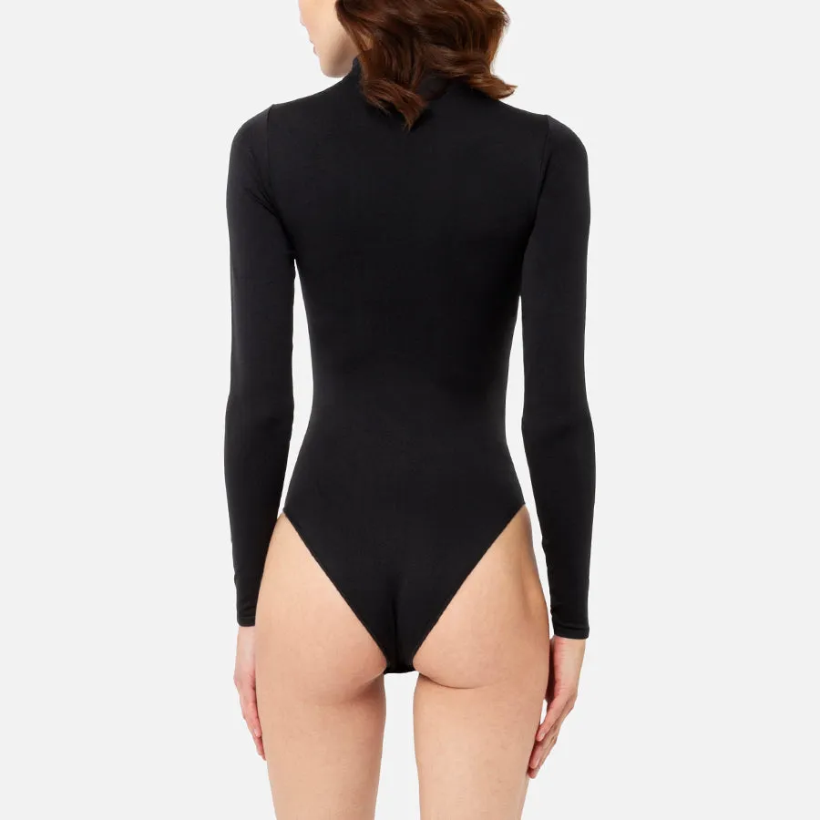 Bodysuit de cuello tortuga y manga larga Stretch