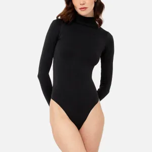 Bodysuit de cuello tortuga y manga larga Stretch