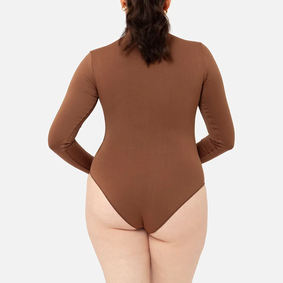 Bodysuit de cuello tortuga y manga larga Stretch