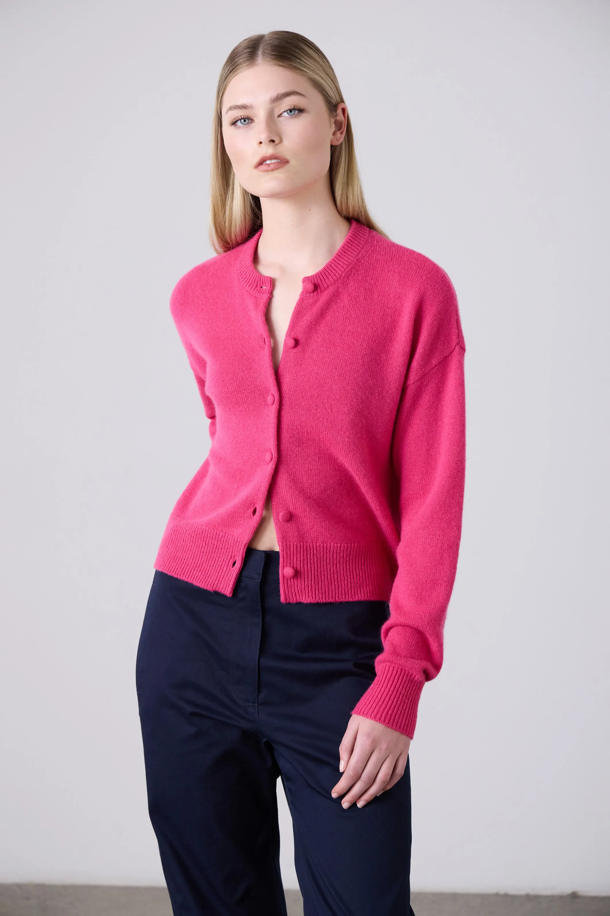 Boxy Cashmere Cardigan - Elsa Pink