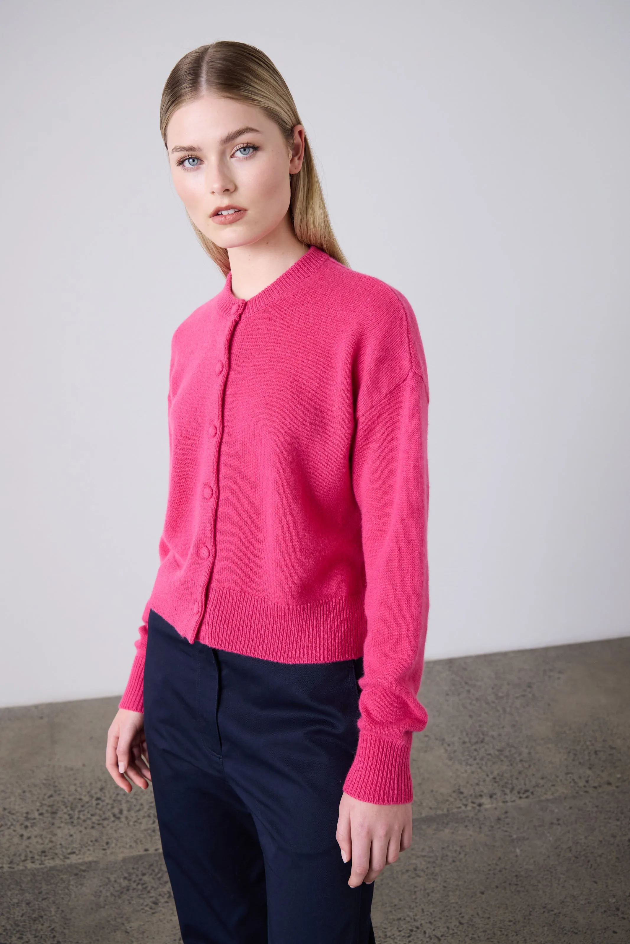 Boxy Cashmere Cardigan - Elsa Pink