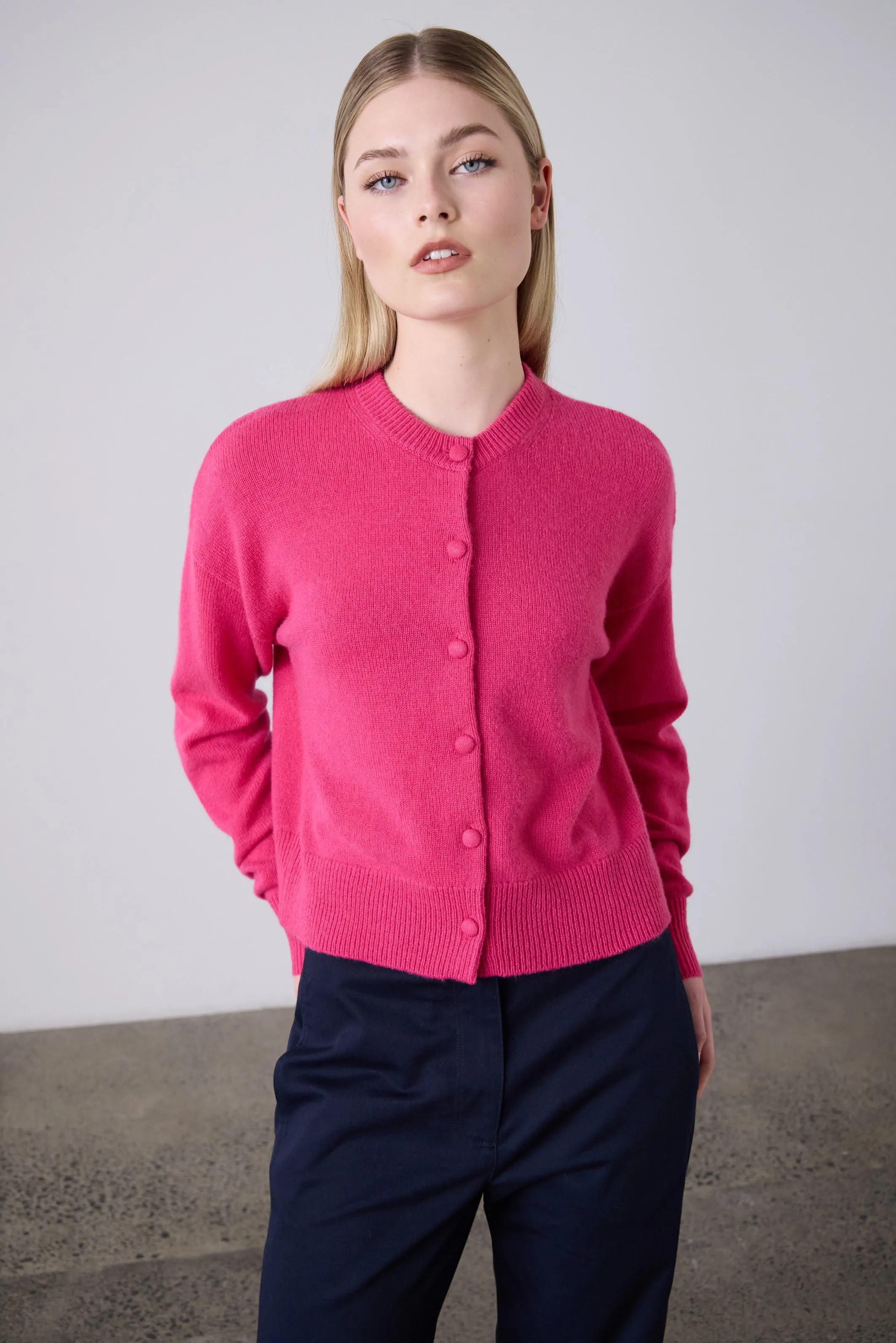 Boxy Cashmere Cardigan - Elsa Pink