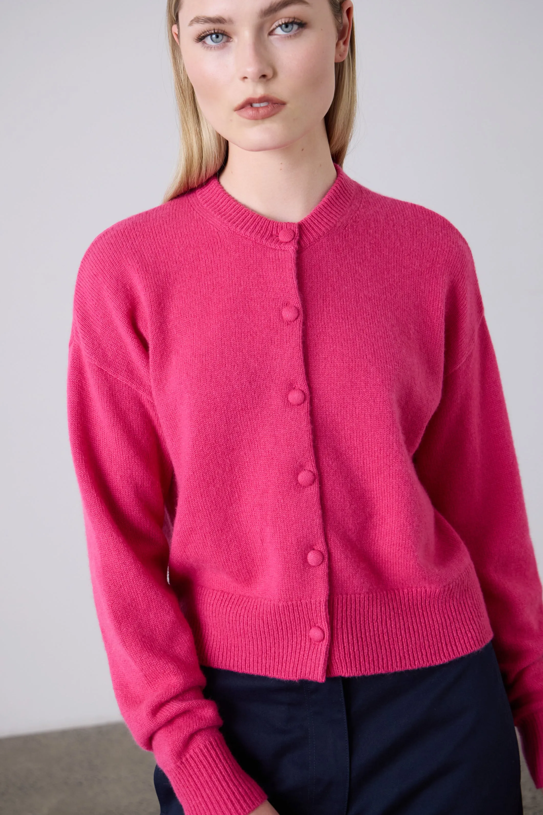 Boxy Cashmere Cardigan - Elsa Pink