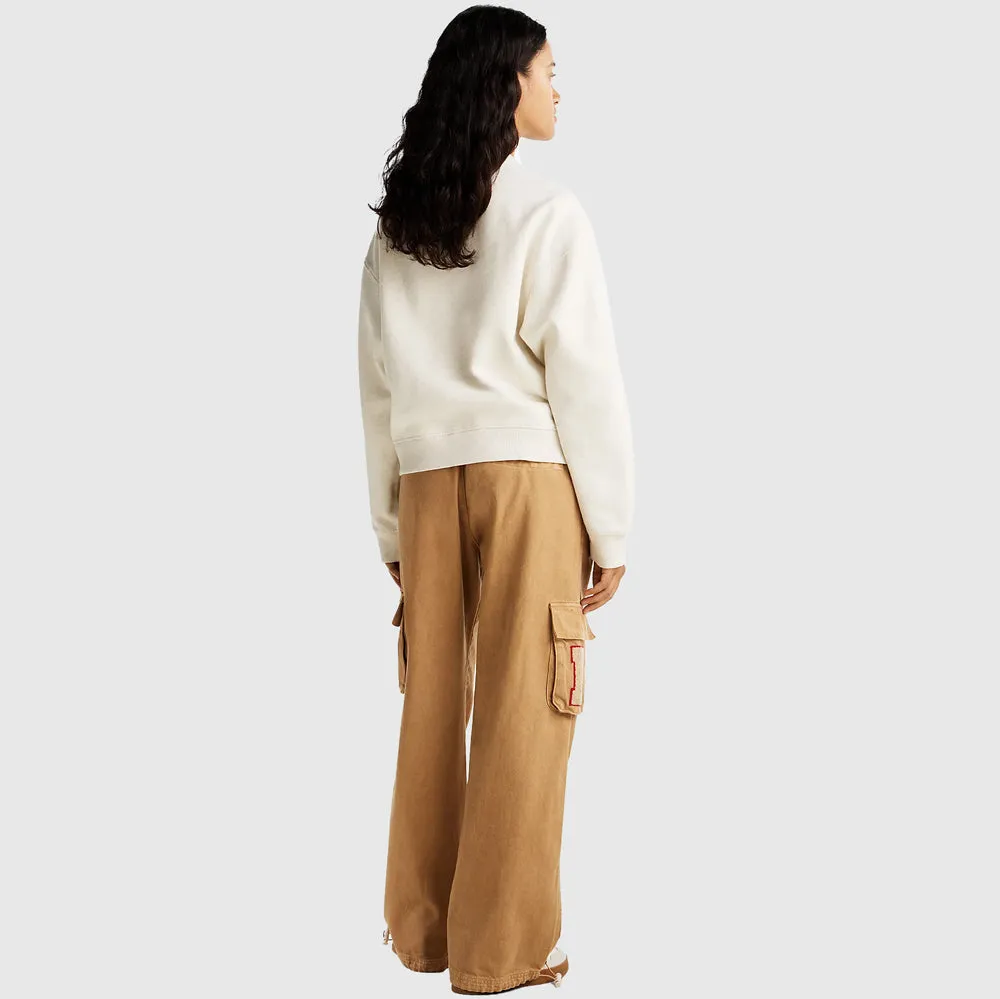 Boxy Tiger Varsity Sweater - Oatmilk
