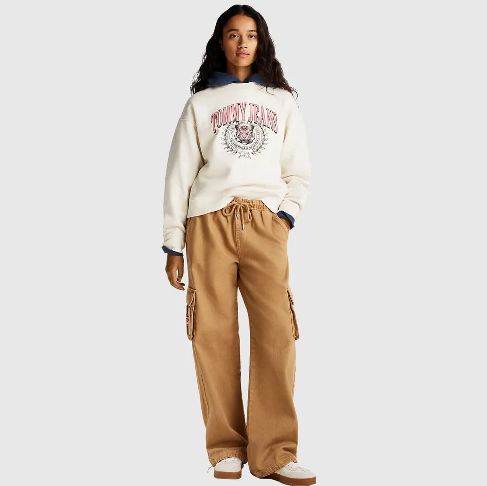 Boxy Tiger Varsity Sweater - Oatmilk