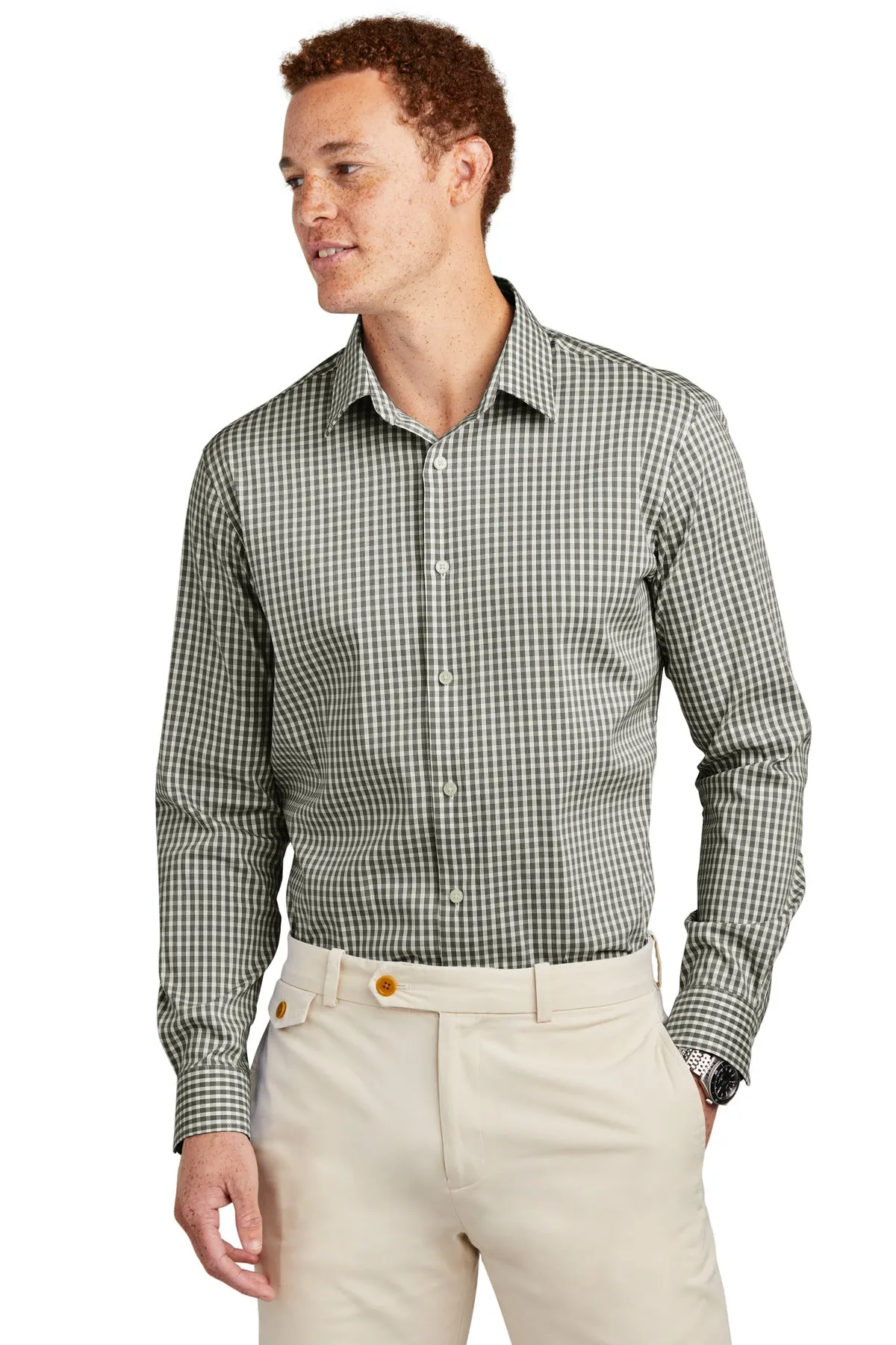 Brooks Brothers Tech Stretch Patterned Shirt BB18006 Deep Black Check
