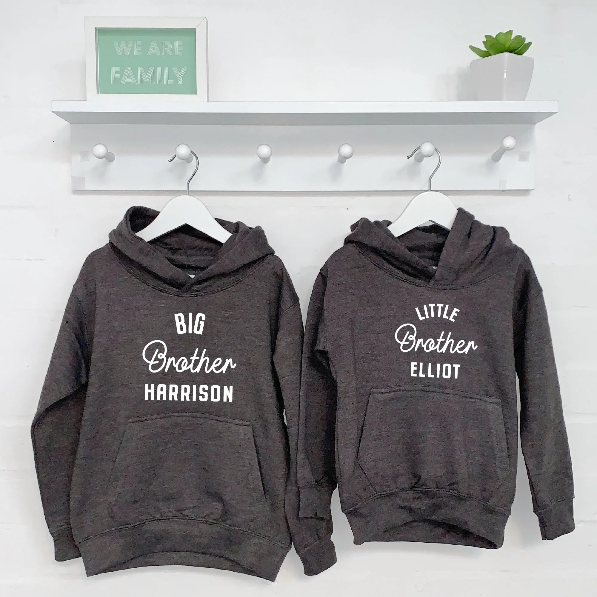 Brother Sister Matching Hoodies Set Pink And Grey
