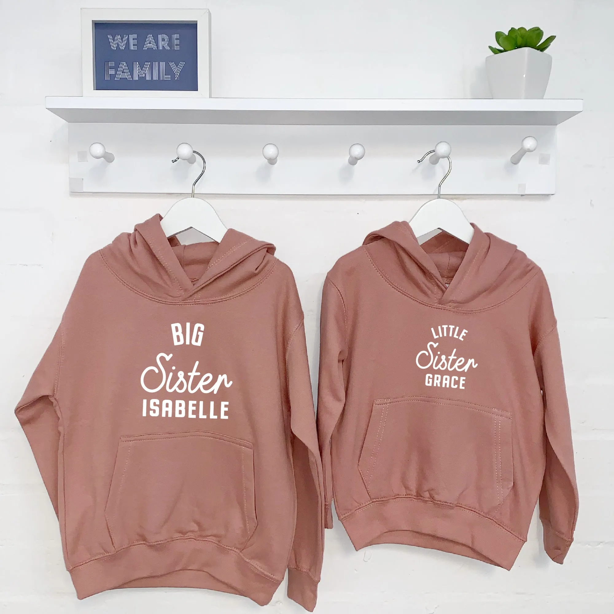 Brother Sister Matching Hoodies Set Pink And Grey