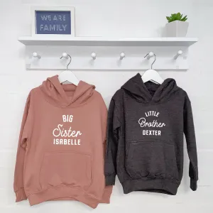 Brother Sister Matching Hoodies Set Pink And Grey