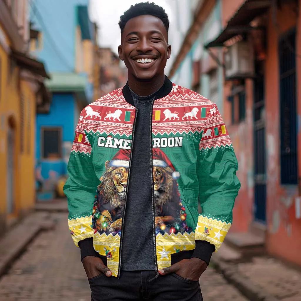 Cameroon Christmas Bomber Jacket Lion African Santa LT15