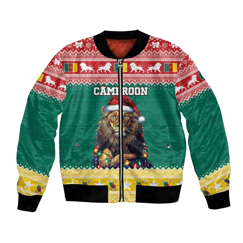 Cameroon Christmas Bomber Jacket Lion African Santa LT15