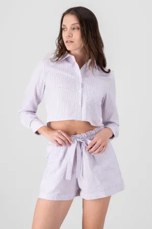 Camisa Crop Doble Bolsillo