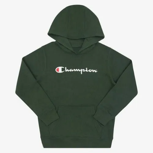Champion Kids Script Hoodie Dark Green