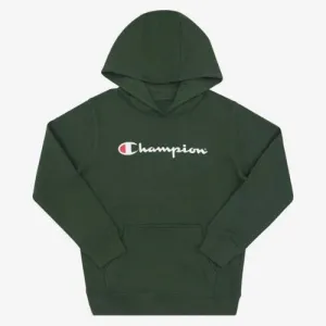 Champion Kids Script Hoodie Dark Green