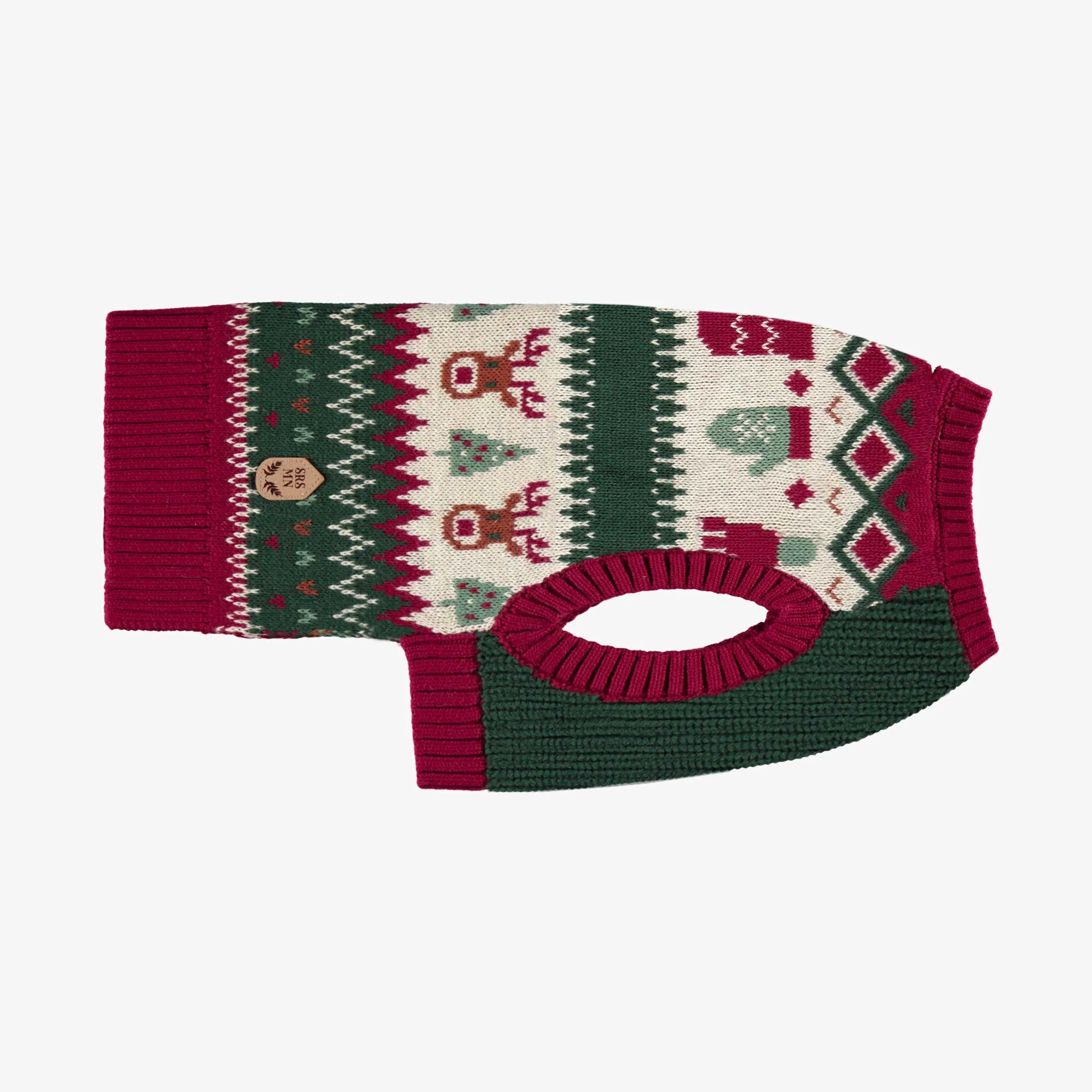 Chandail en tricot rouge et vert à motifs des fêtes pour animaux||Red and green knit sweater with holiday all-over print for animals