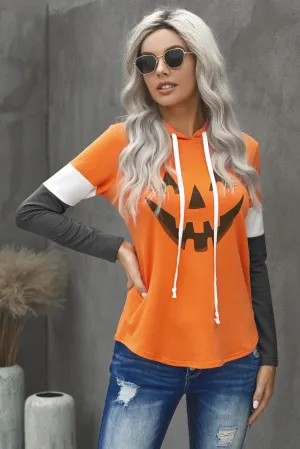 Charcoal Halloween Pumpkin Print Hoodie