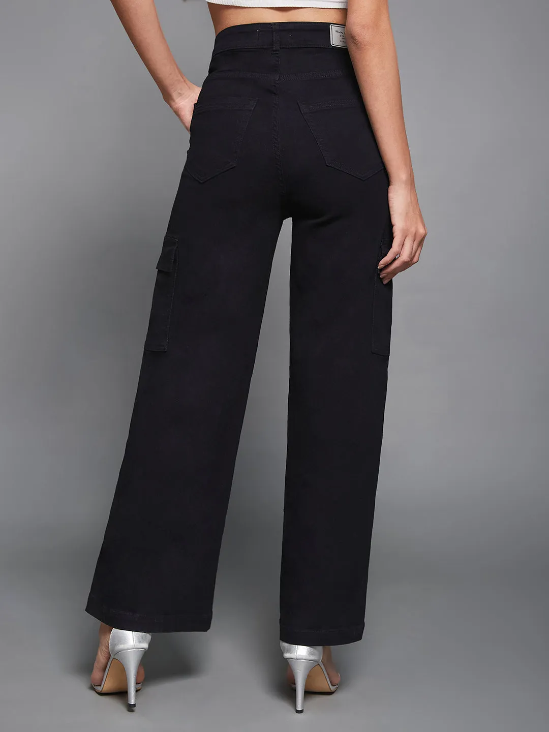 CHASEstretch™ Women's Black Wide-Leg High-Rise Denim Cargo Jeans