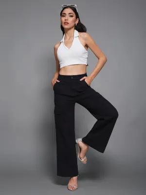 CHASEstretch™ Women's Black Wide-Leg High-Rise Denim Cargo Jeans