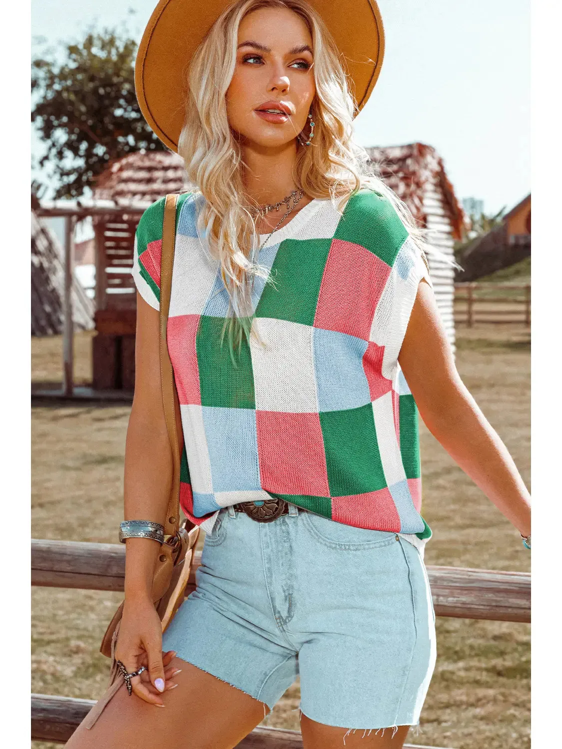 Cheri Color Block Sweater - Green or Orange
