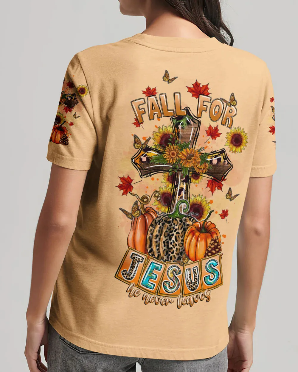 Christianartbag 3D T-Shirt For Women, Fall For Jesus Autumn, Halloween T-Shirt, Christian Shirt, Faithful Fashion, 3D Printed Shirts for Christian Women