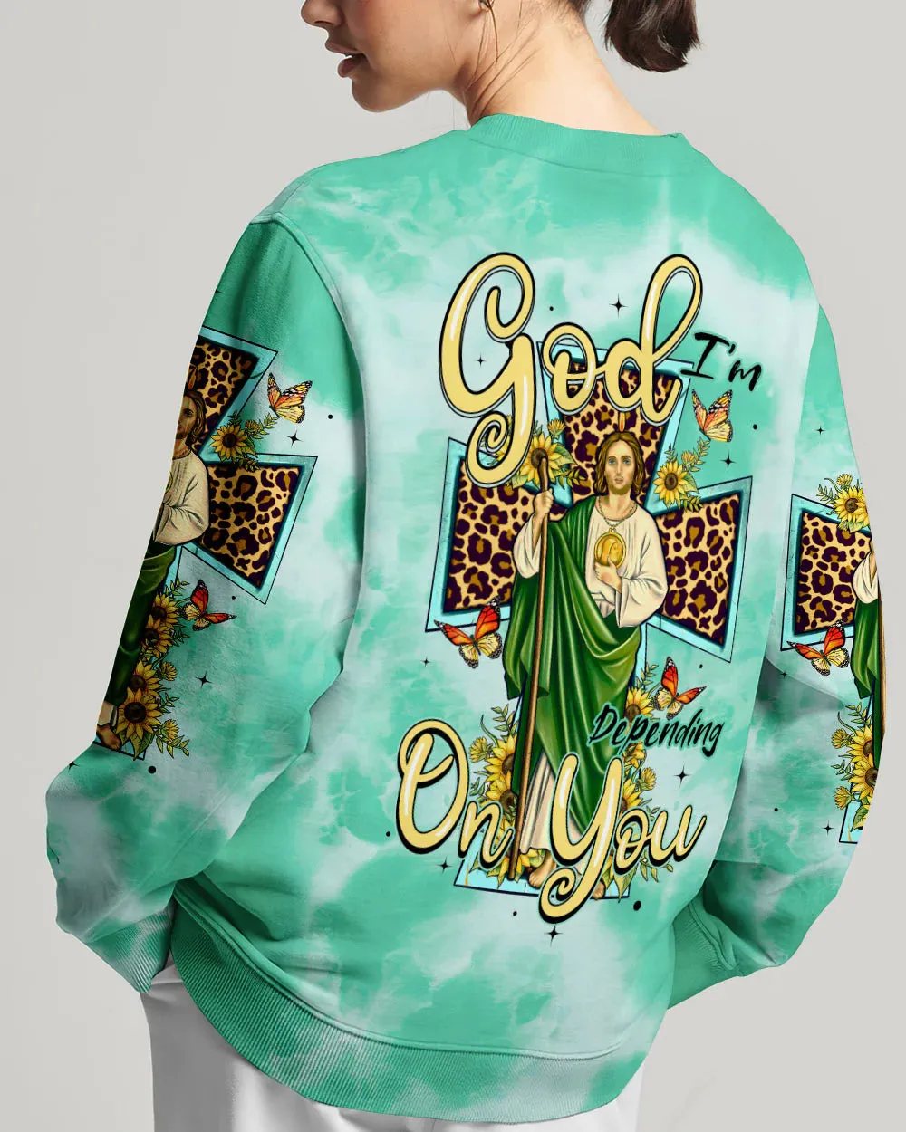 Christianartbag 3D T-Shirt For Women, God I’m Depending On You All Over Print Shirt, Christian Shirt, Faithful Fashion, 3D Printed Shirts for Christian Women, CAB3DS01020823