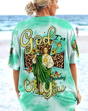 Christianartbag 3D T-Shirt For Women, God I’m Depending On You All Over Print Shirt, Christian Shirt, Faithful Fashion, 3D Printed Shirts for Christian Women, CAB3DS01020823