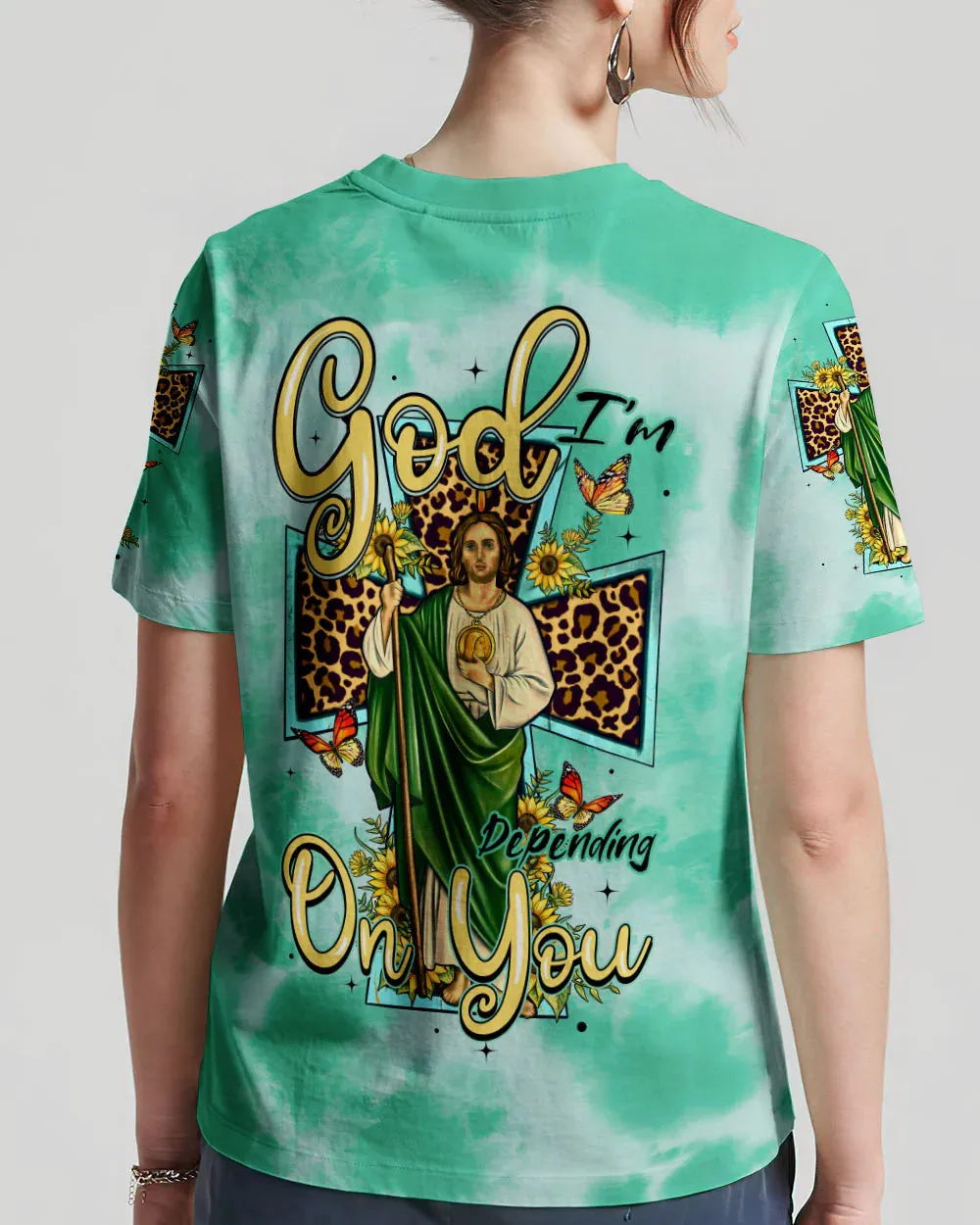 Christianartbag 3D T-Shirt For Women, God I’m Depending On You All Over Print Shirt, Christian Shirt, Faithful Fashion, 3D Printed Shirts for Christian Women, CAB3DS01020823